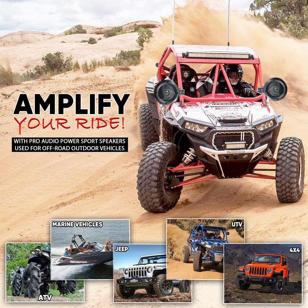 Pyle 4 Waterproof Rated Off-Road Speakers-900W Compact Power Sport Vehicle-Pair