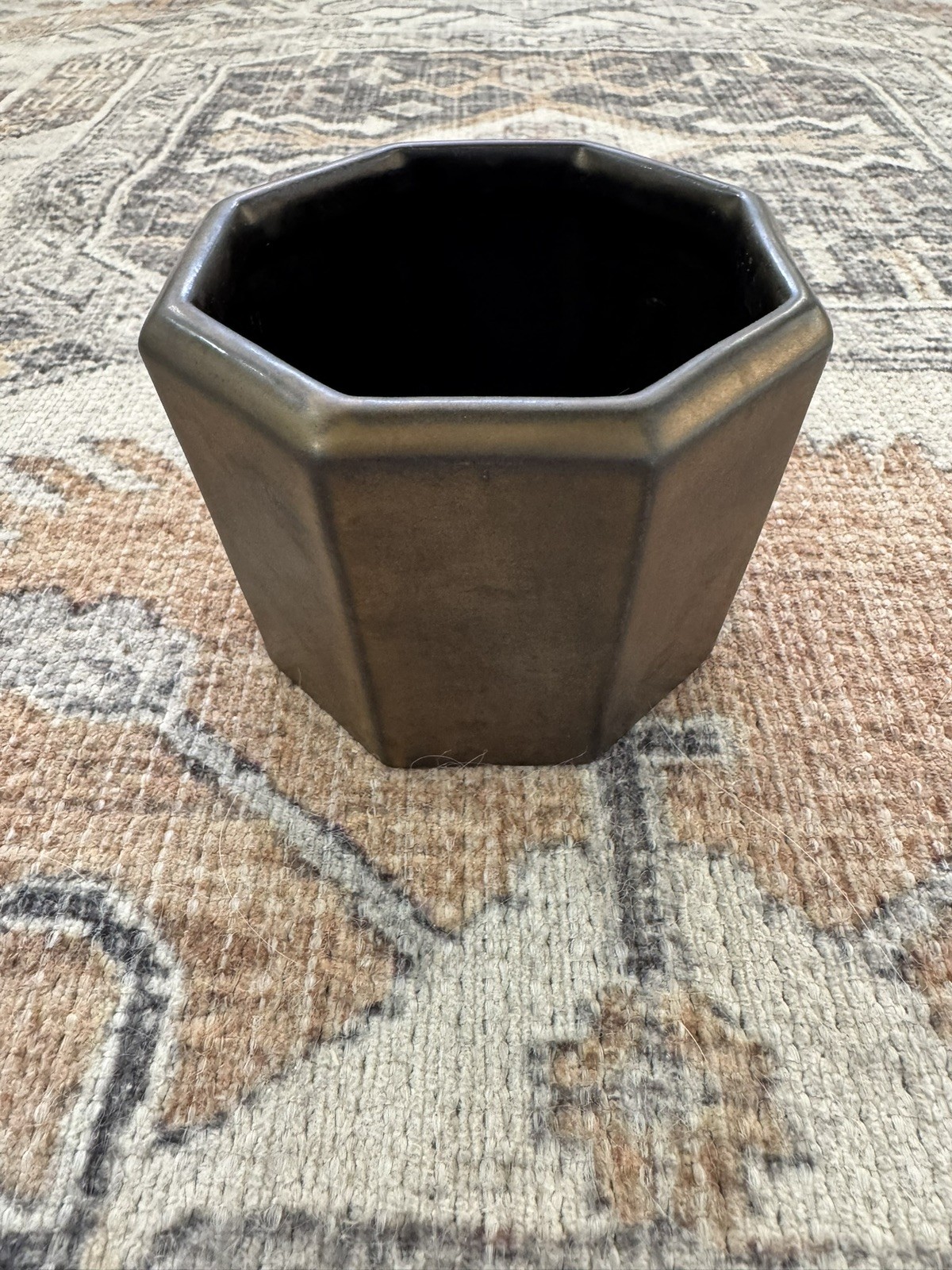 Bronze octagonal container vessel candle making organizer plant 4” x 3.25” 10 oz