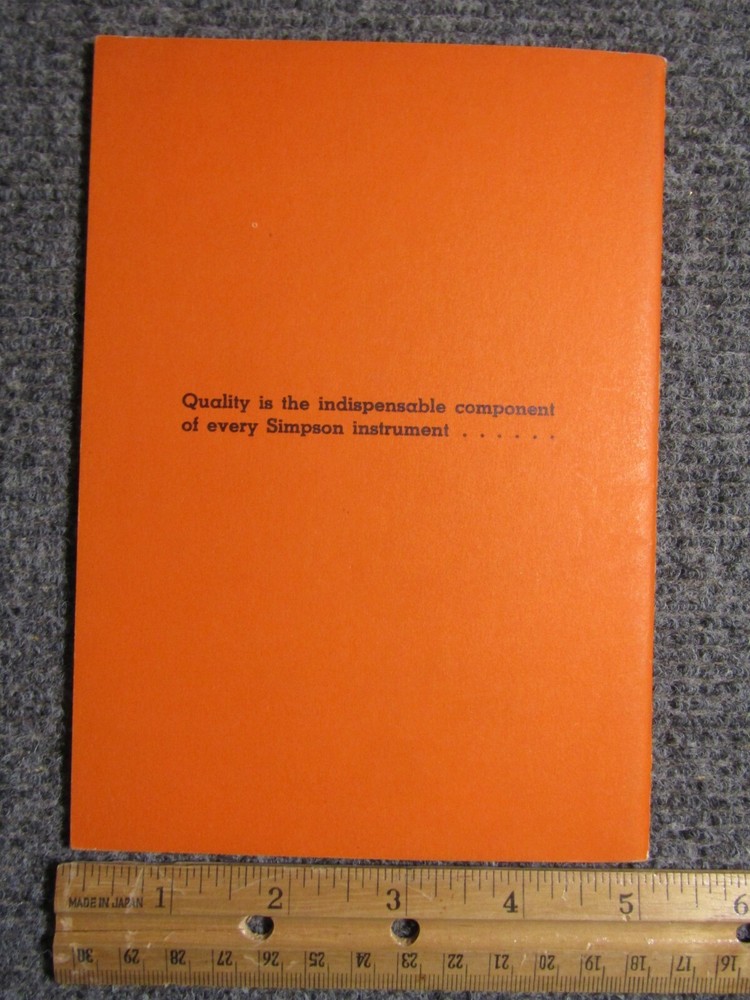 Simpson Field Strength Meter Model 498A Operator's Manual ~ c. 1958 ~ Original