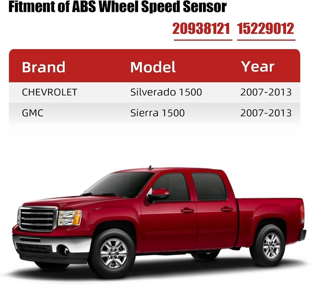 For 2007-2013 Chevy Silverado 1500 5.3L 4pcs Front & Rear ABS Wheel Speed Sensor