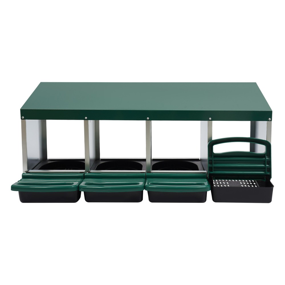 4-grid Green Chicken Nesting Box Chicken Eggs Laying Box with Egg Storage PP