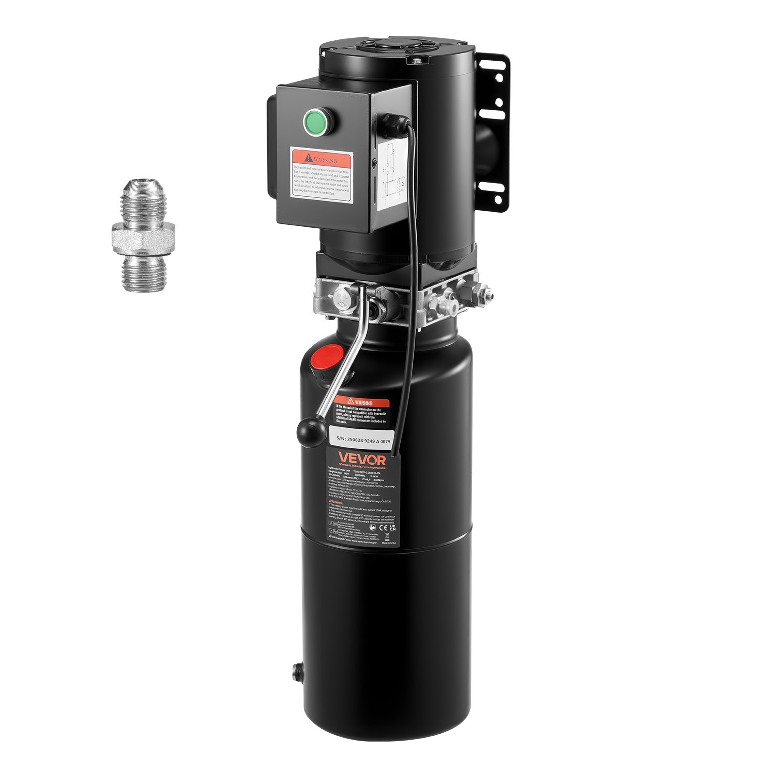 VEVOR Hydraulic Pump Power Unit AC 110V 10 Quart Single Acting Hydraulic Unit