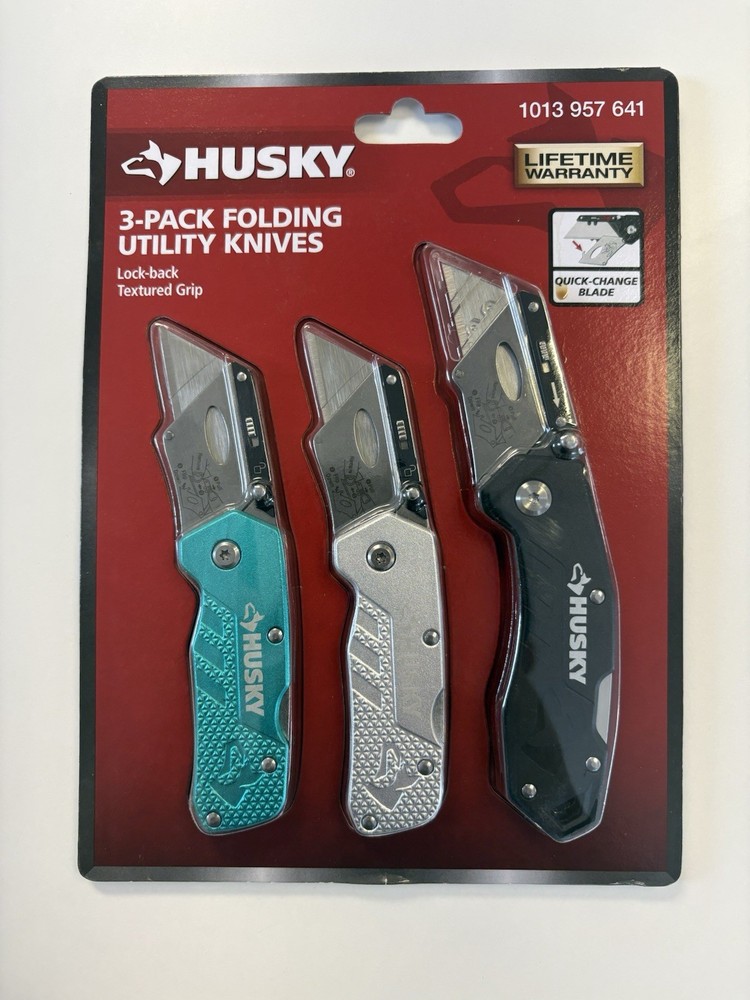 Husky 3-Pack Folding Utility Knife NEW In Box