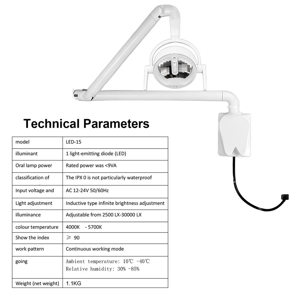 Wall Mounted Dental Shadowless Operating Sensor Light LED Oral Lamp With Bracket