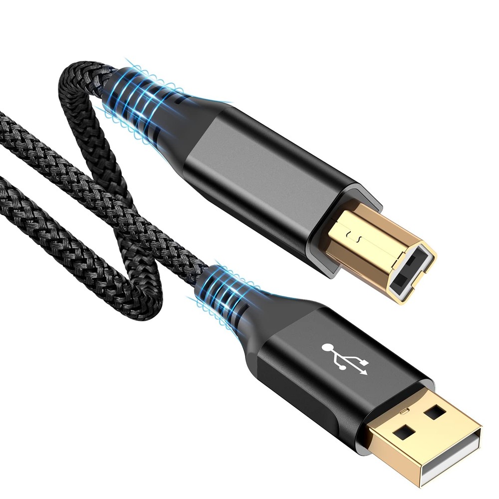 sweguard Printer Cable 10ft, USB-A to USB-B Cable, High Speed black