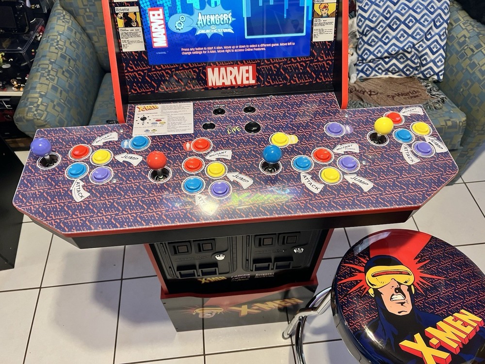 Arcade1Up Marvel X-Men 4 Player 3 Games Arcade Machine Stool & Riser RARE 🔥