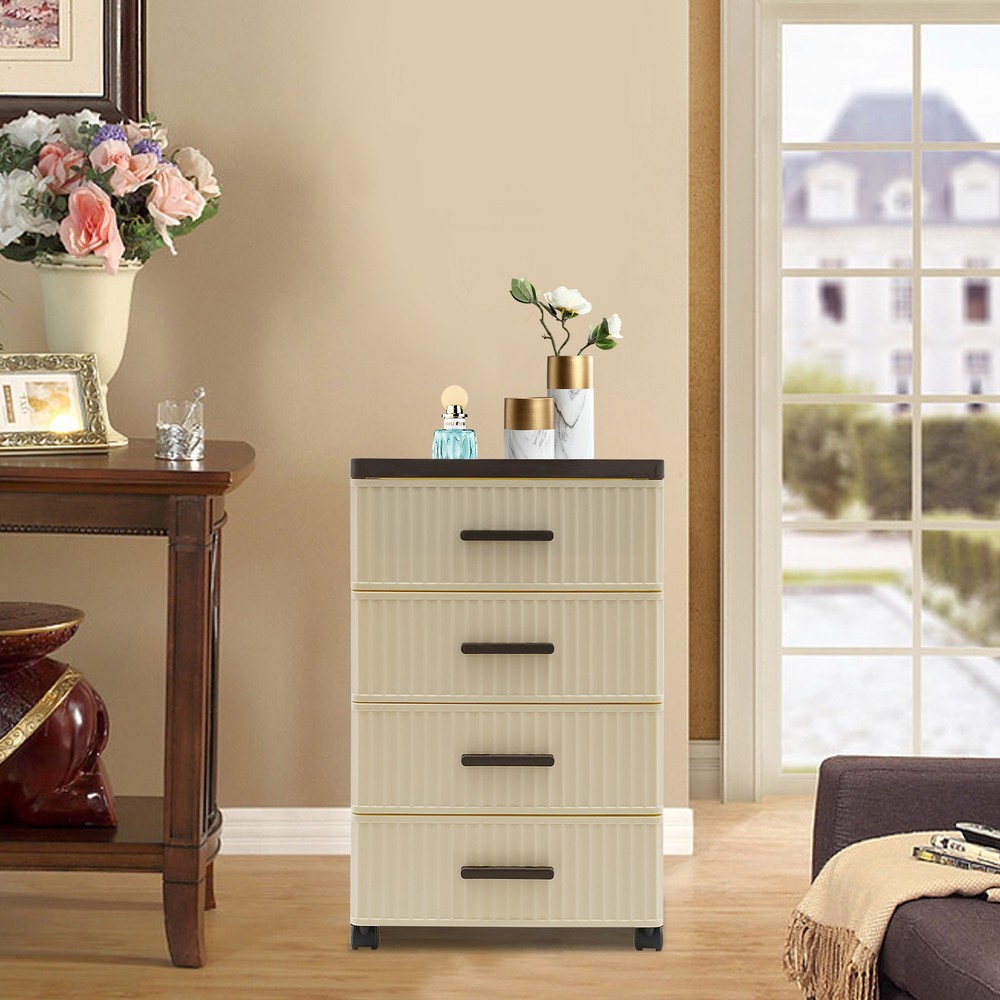 Multi-tier Storage Cabinet Modern Organizer Movable Storage Box W/ 4 Drawers