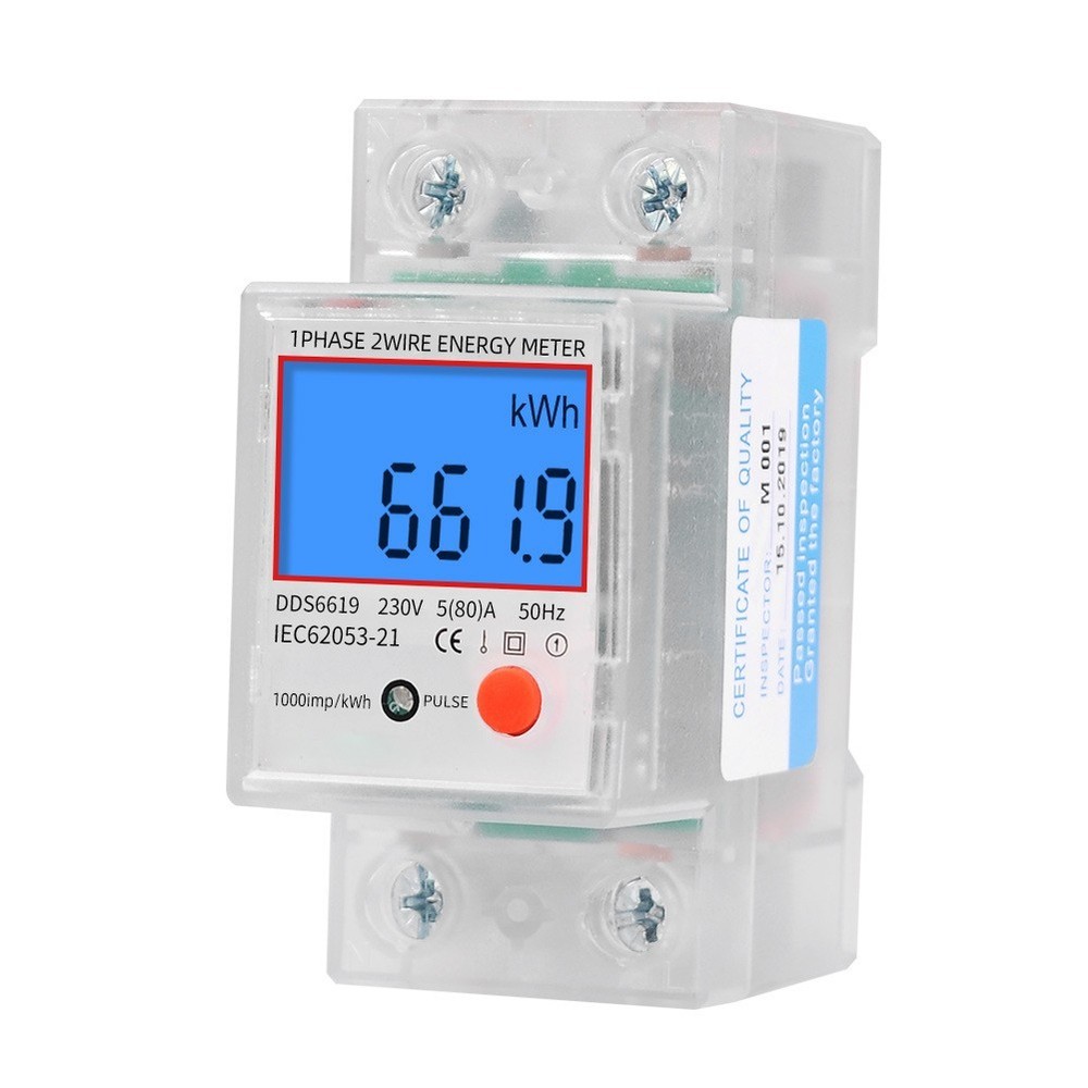 80A Maximum Current Single Phase Energy Meter kWh Voltage Current Power