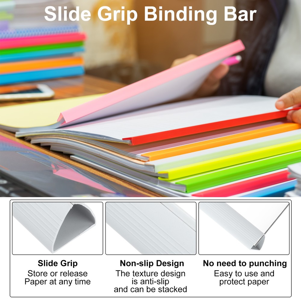 20Pcs Binding Bars, 25mm Binding Bars Slide Grip, White
