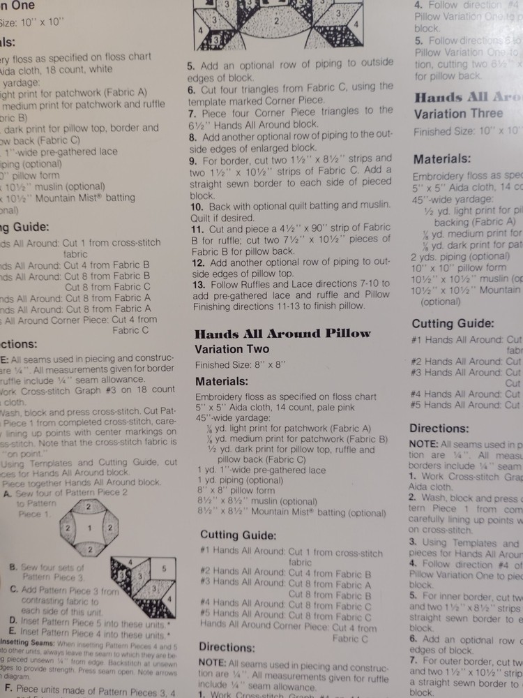 Patchwork Place Cross Stitch Quilt Pattern Leaflet Friendship Knot LSS6 Pillows