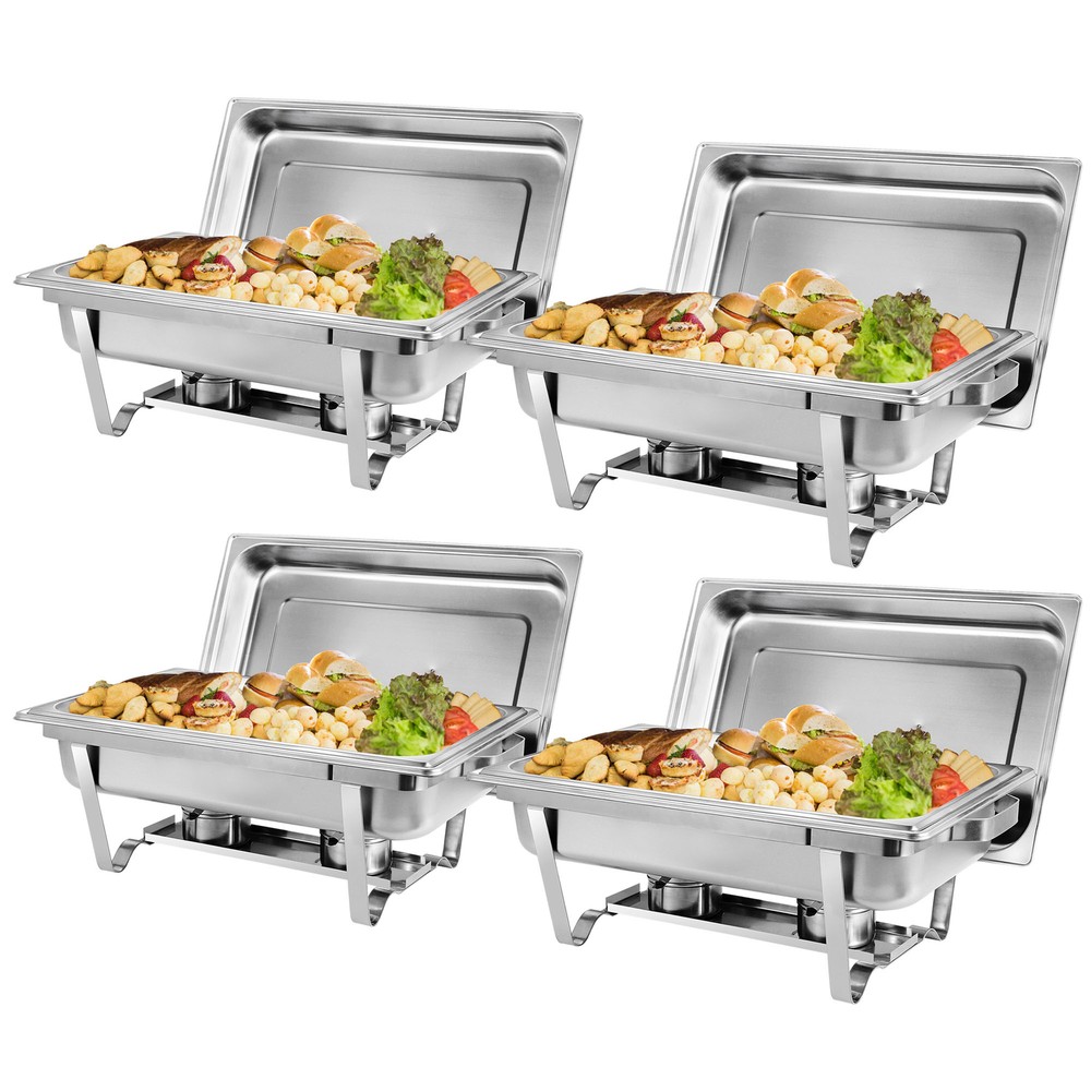 8 Quart 4 Packs Chafing Dish Stainless Steel Full Size Buffet Rectangular Chafer