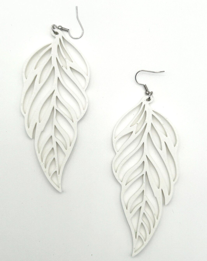Leaf Motif Dangle Earrings -  3D Printed - Bold