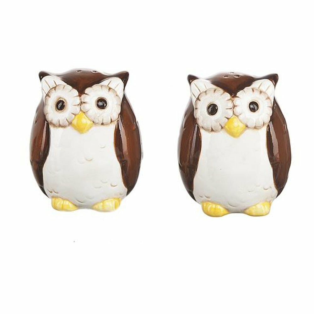 Owl Salt and Pepper Shaker Set Ceramic Birds Tableware Decor