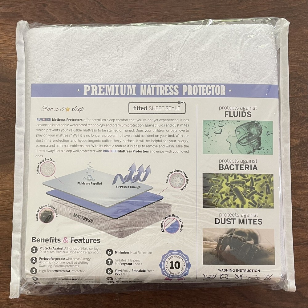 Split-Top King Fitted Deep Pocket Mattress Protector Hypoallergenic Cotton