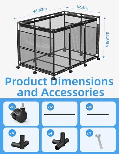 POOLHOUR XXL Pool Float Storage Organizer Mesh Rolling Bin Black