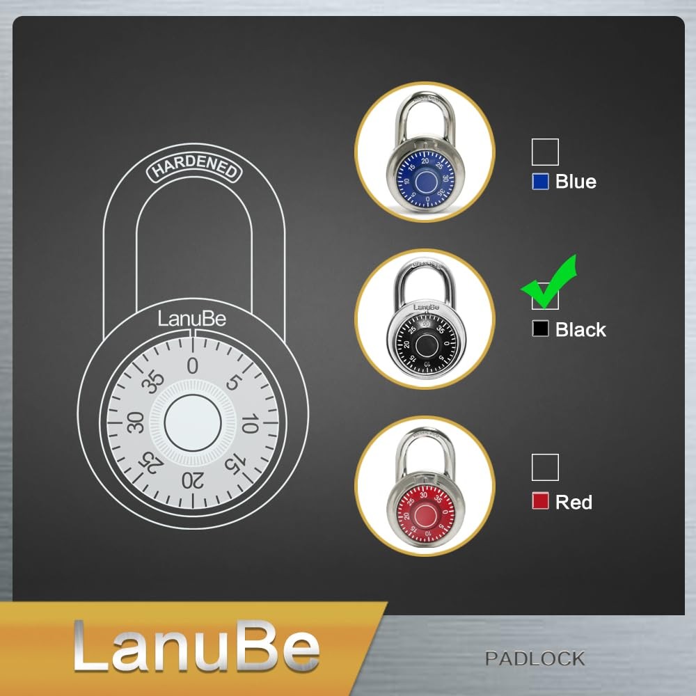 Lock Standard Dial Combination Lock, 2 inch. Wide, with Different Combination...