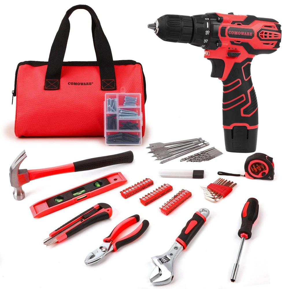 12V Cordless Drill Set, 169Pcs Hand Tool Set with Cordless Drill Driver, Comp...