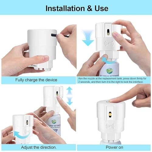 Automatic Motion Activated Cat & Dog Spray Deterrent System - Odorless, Safe Up