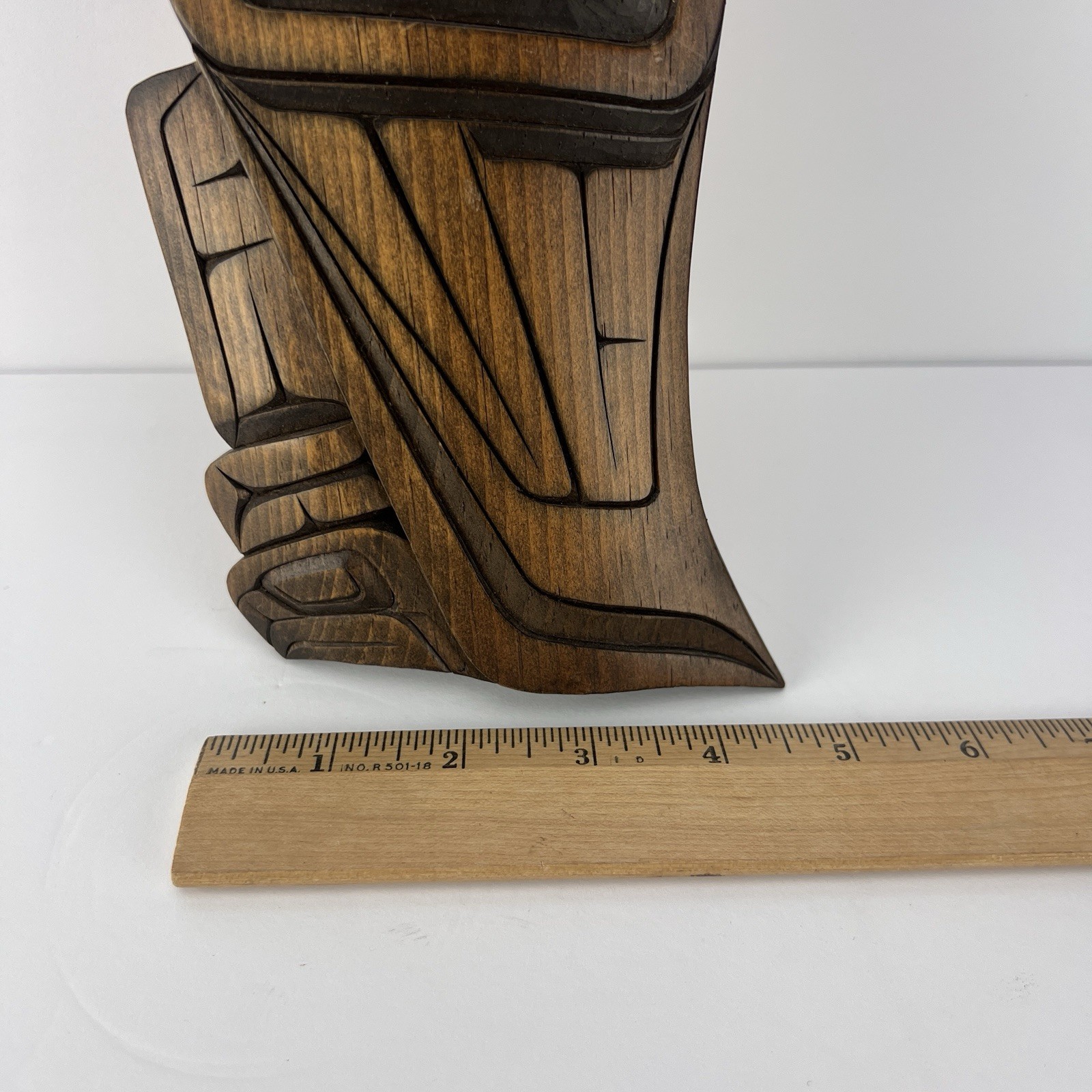 Vtg Joe Bob First Nations Wood Carving Eagle Wall Plaque z3q