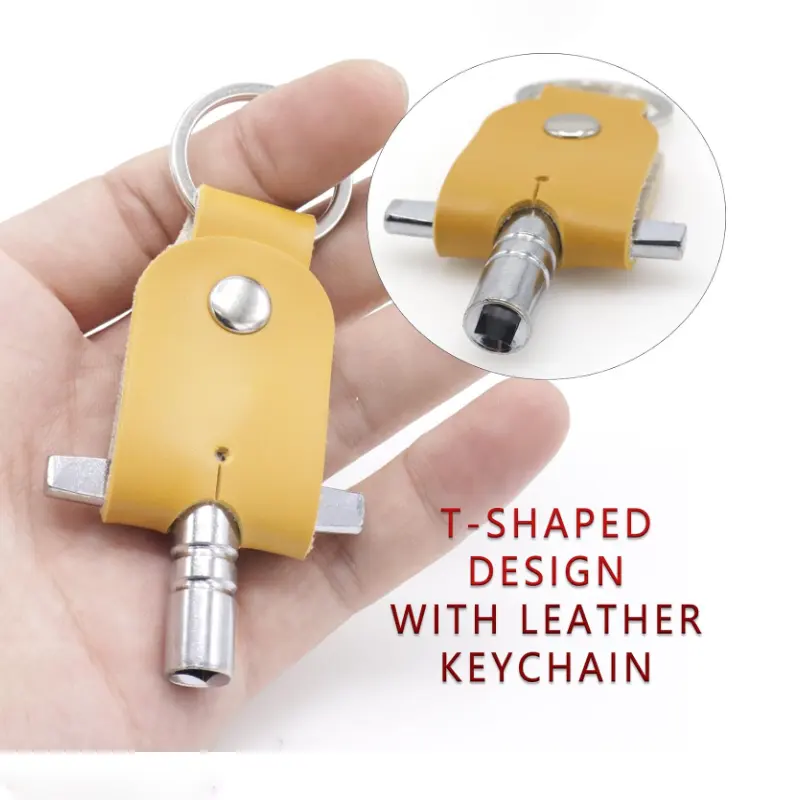 Leather Keychain with Removable Drum Key Snare Tom Tuning