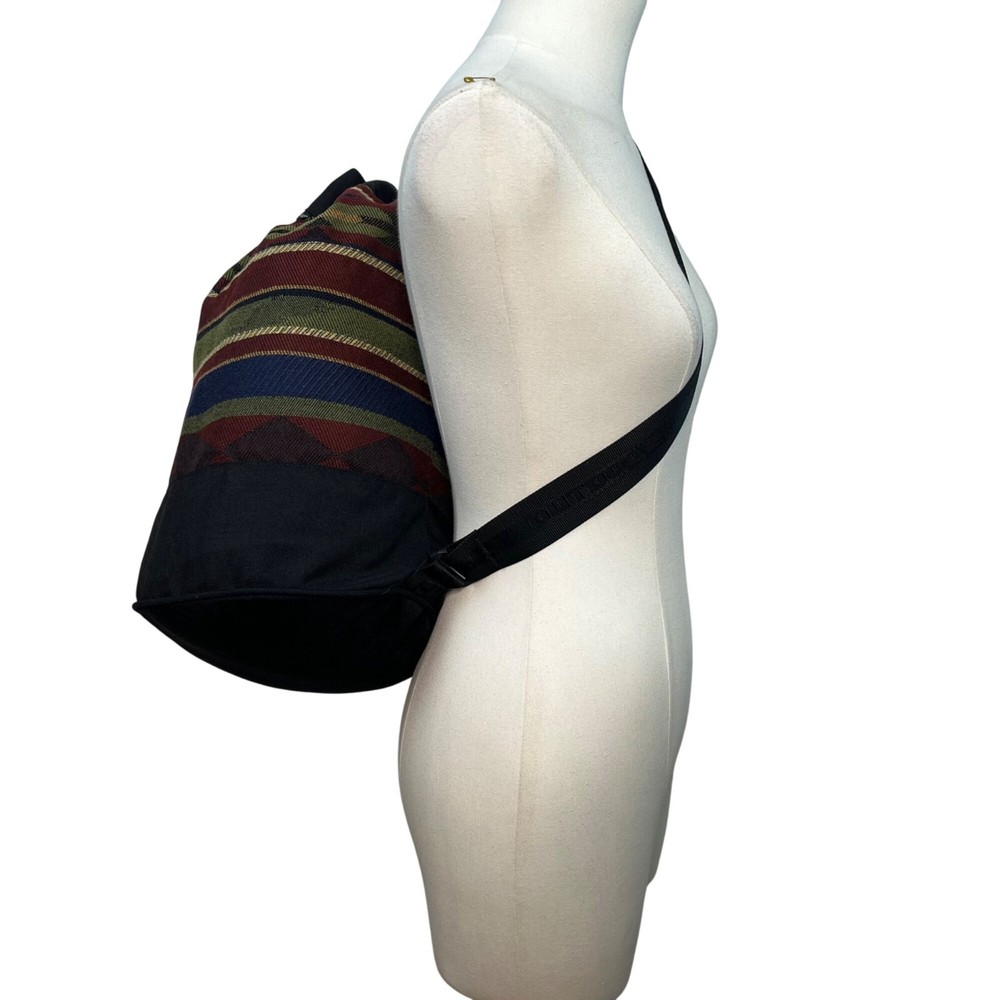 Outdoor Products Black & Red Striped Pattern Canvas & Adjustable Strap Backpack