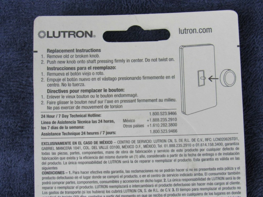 (2) White LUTRON Knobs fits volume control, fan, dimmers, etc