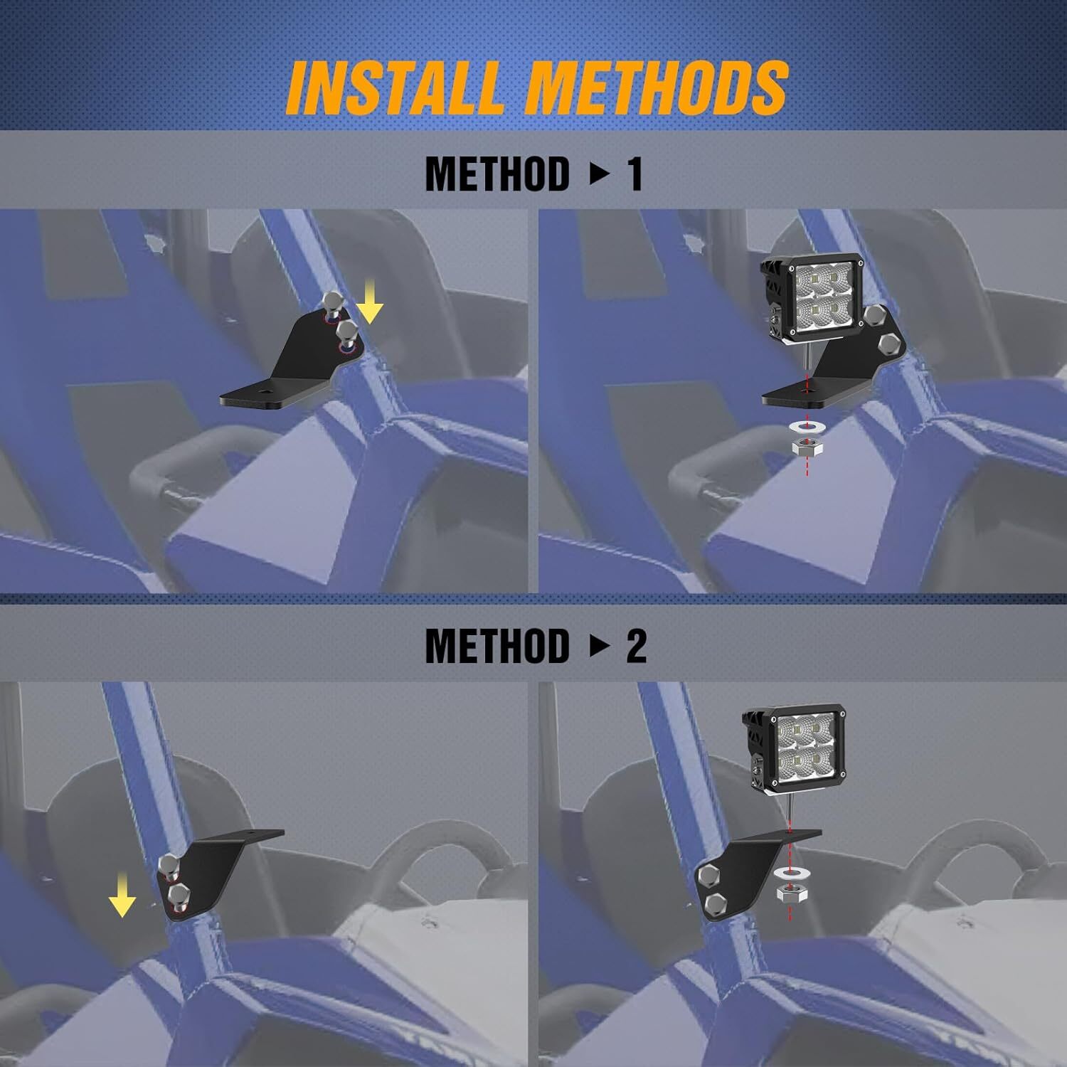 Nilight Light Bar UTV Front Side A Pillar Hood Mounting Brackets for LED Pods