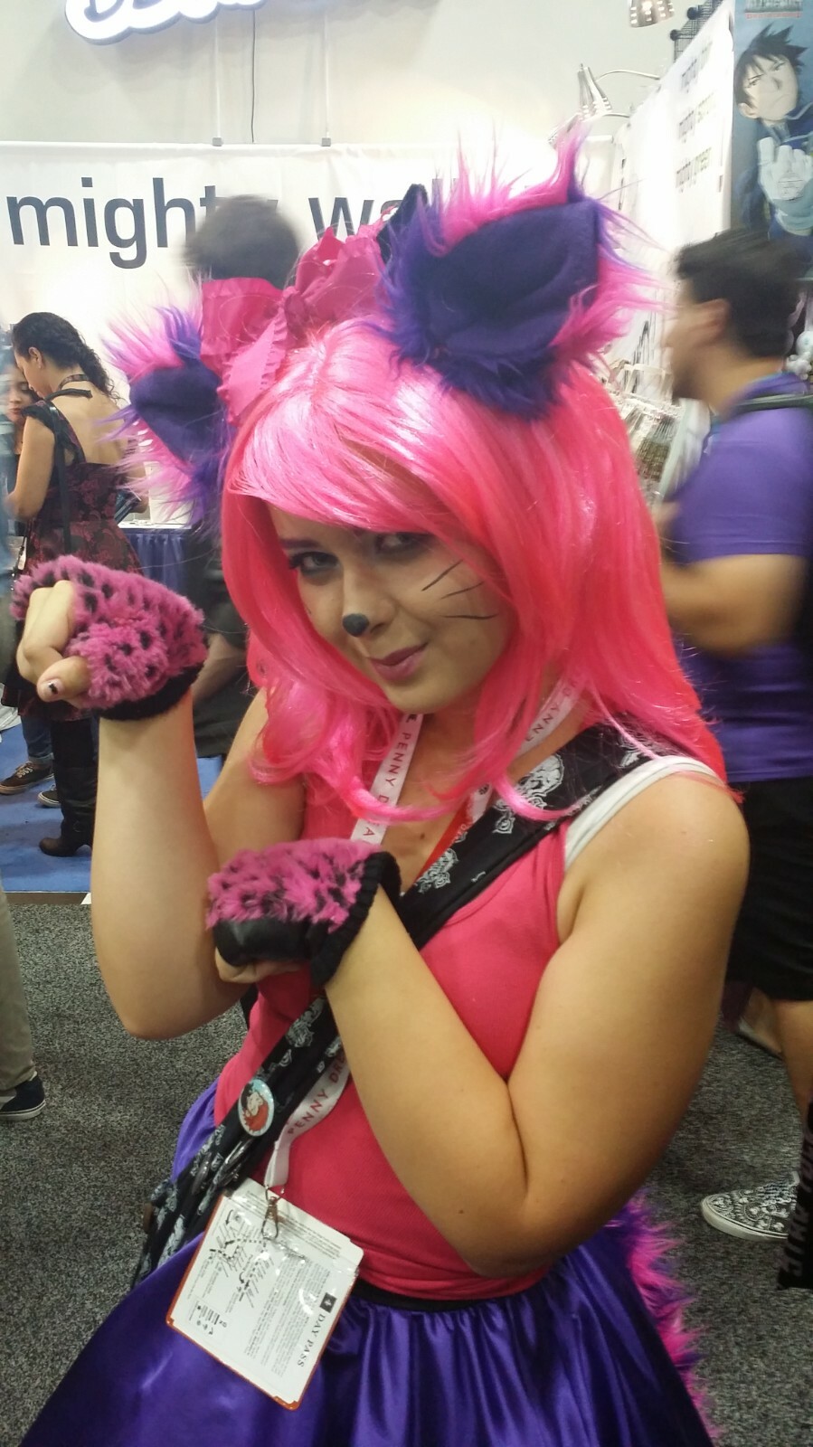 Cheshire Cat Pink/Purple Striped Luxury Shag Faux Fur Ears, Tails or Sets