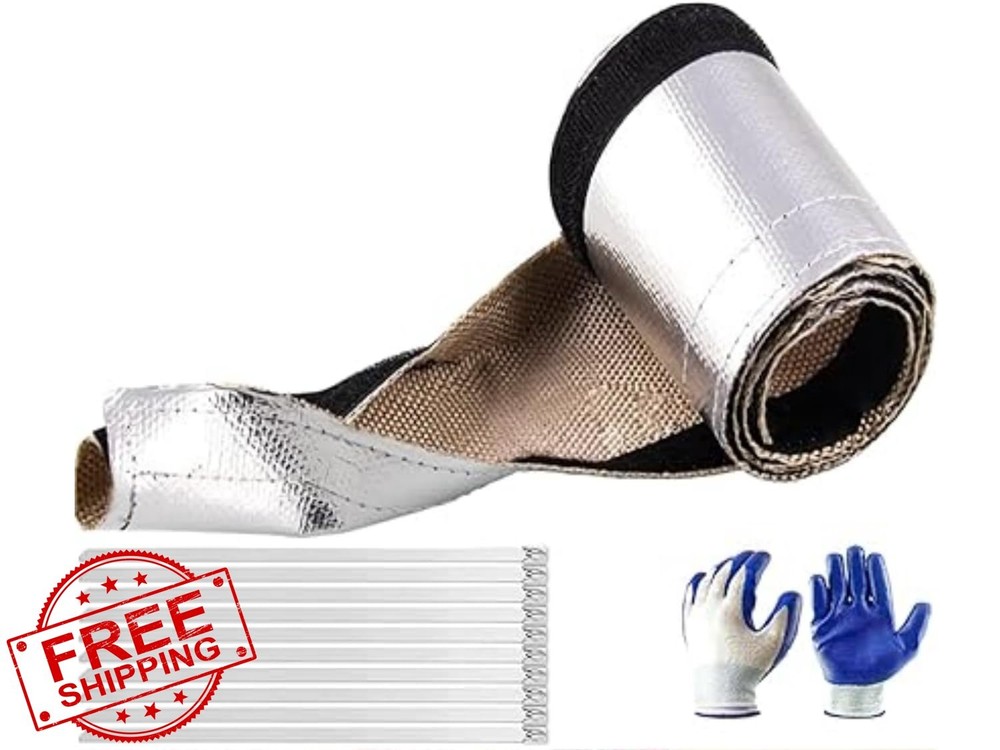 3/4" x10ft Heat Shield Sleeve Aluminized Hose Hook Loop