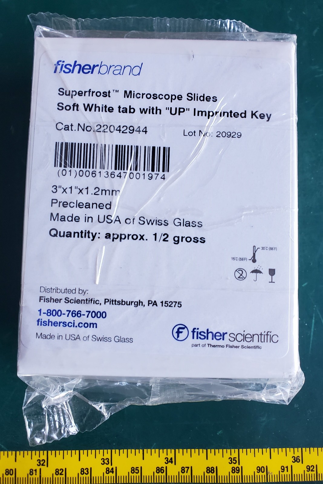 (144) FISHER Superfrost 3" x 1" x 1.2mm Microscope Slides 22042944
