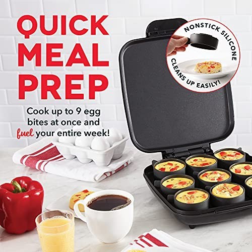 Electric Egg Bite Maker - Non-Stick Silicone Cups, 9 Servings, Quick Cleanup, Sp