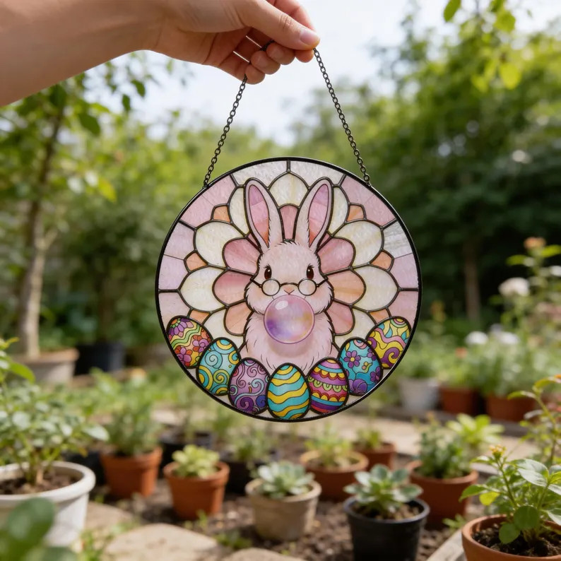 Easter Bunny Suncatcher Unique Egg Window Decor Spring Holiday Gift