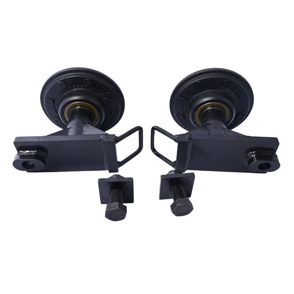 Pair 8 x 6.5 Lug 9000LB Shipping Container Wheels, Bolt-on Spindle Kit