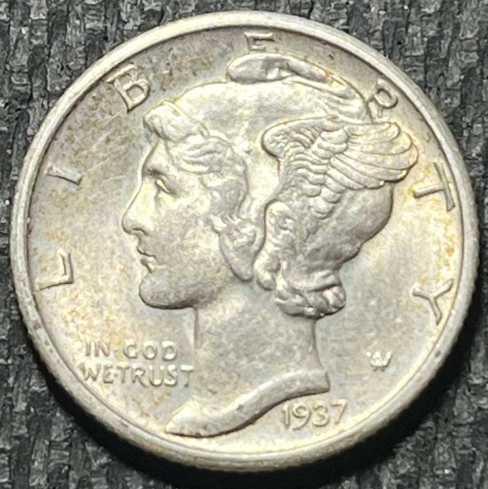 Lightly Circulated 1937-D Mecury Silver Dime