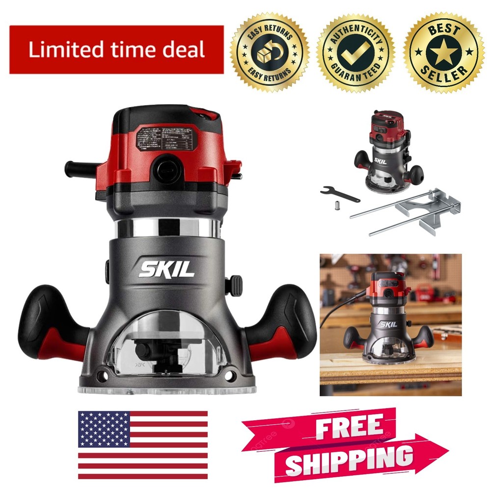 10 Amp Fixed Base Corded Router - 2 HP Precision Tool for Woodworking Projects