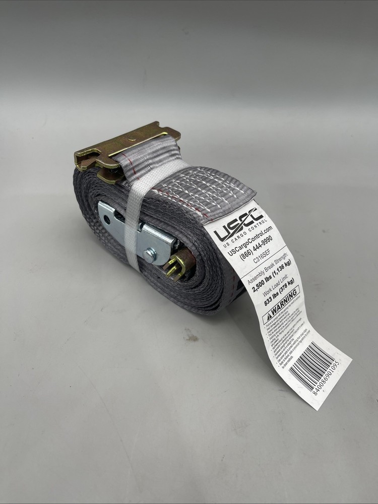 Us Control Tie Down Strap,E-Track,Gray C316SEF 2500lb New