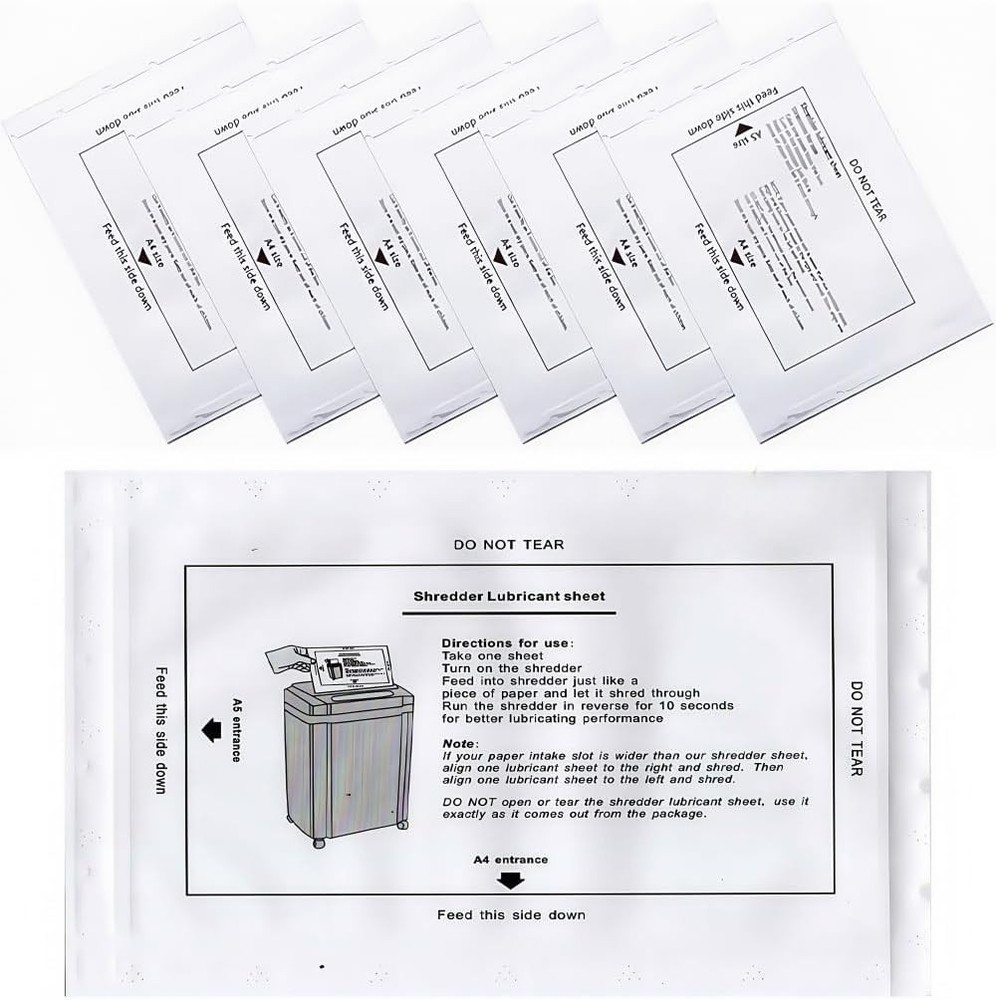 Convenient Shredder Lubricant Sheets - No Mess, Eco-Friendly Solution, 6 Pack