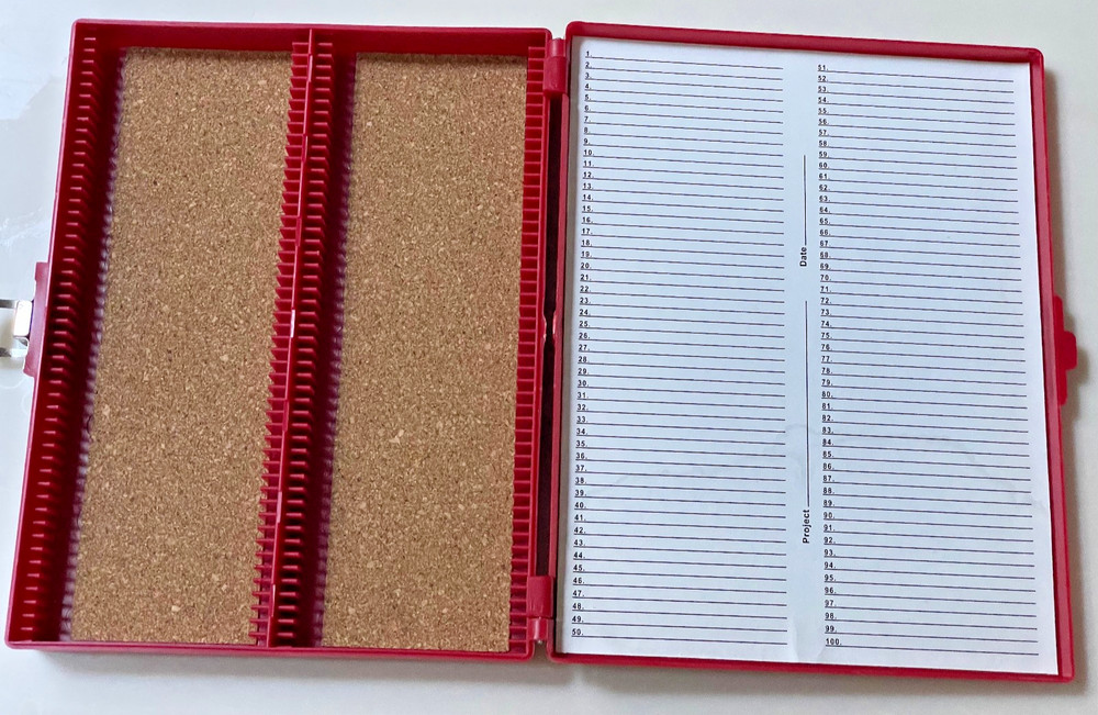 100-Place Microscope Slide Storage Box - Premiere Cork-Lined