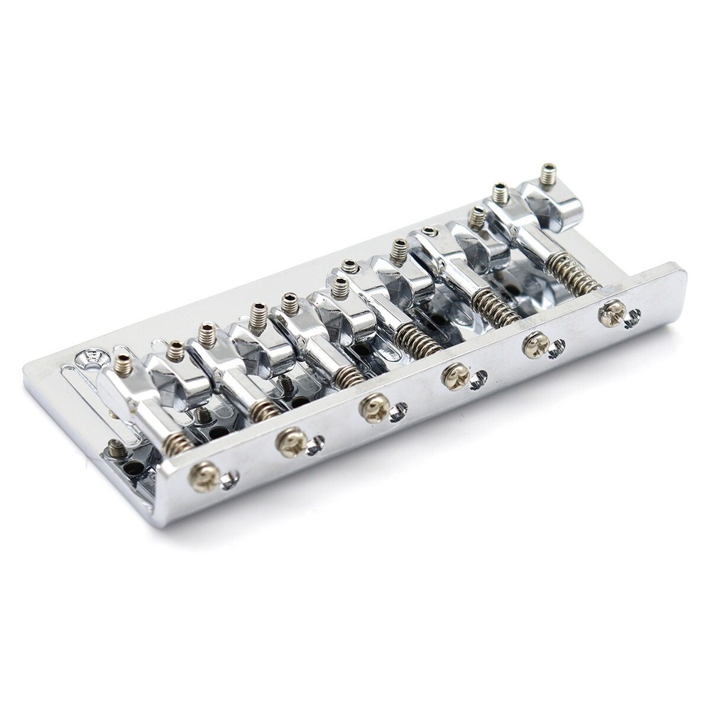 6String Metal Fixed Bass Bridge L-Shaped Saddle Bridge Top Load Tailpiece Silver