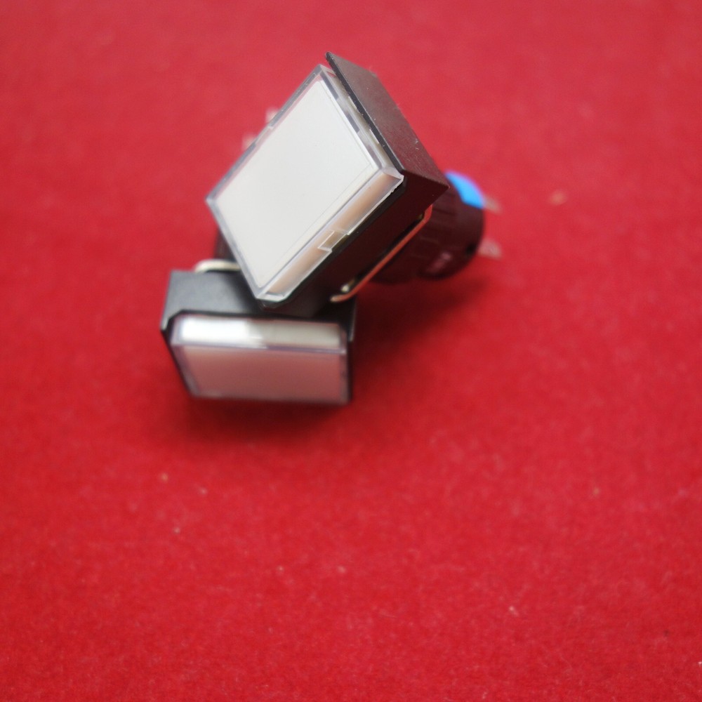 2PCS 16MM Retangular White LED ILLUMINATED Momentary PUSH BUTTON 2NO/2NC 2POLES