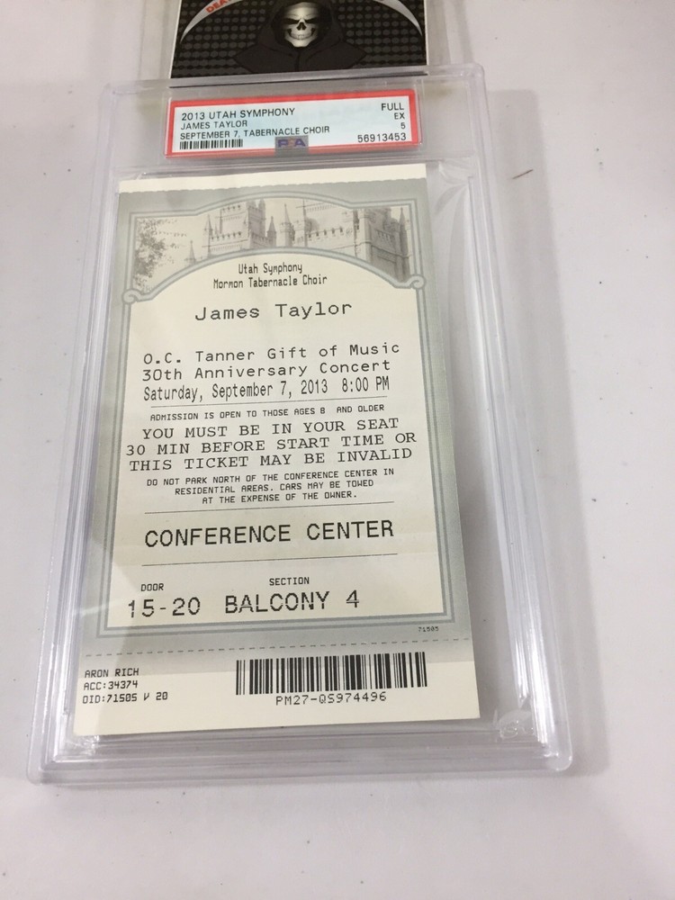 James Taylor Mormon Tabernacle Choir Ticket & Program Psa 5 Very Rare