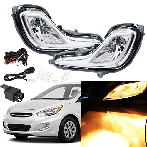 Fog Lights Assembly Replacement for 2012-2016 Accent with Bulbs & Harness