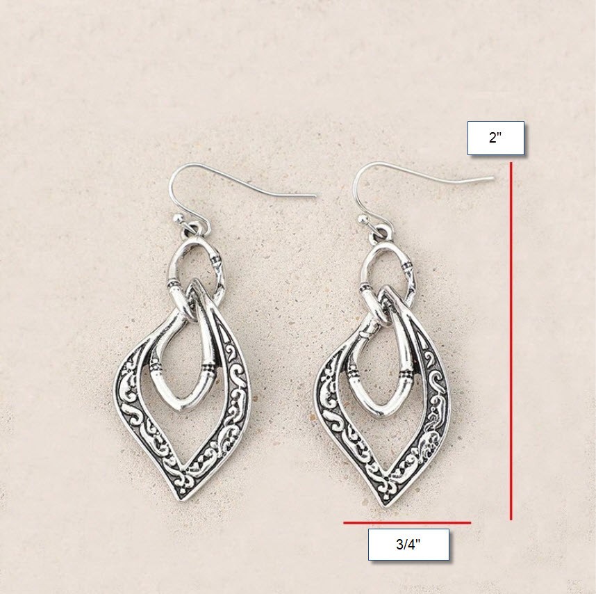 BRIGHTON BEACH Silvery Carved Pattern Earrings