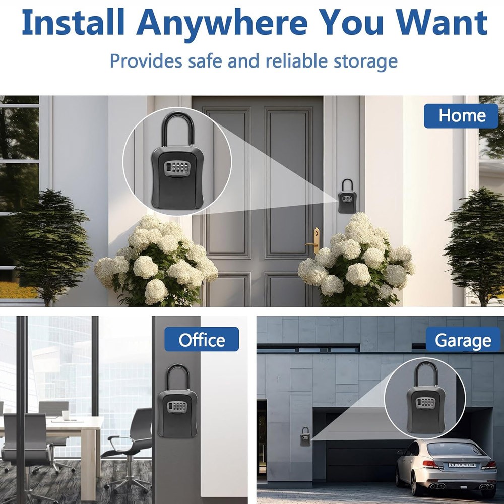 Safe Box Outside Combination Backup Keys Lockbox Portable Wall Mounted Key Lock