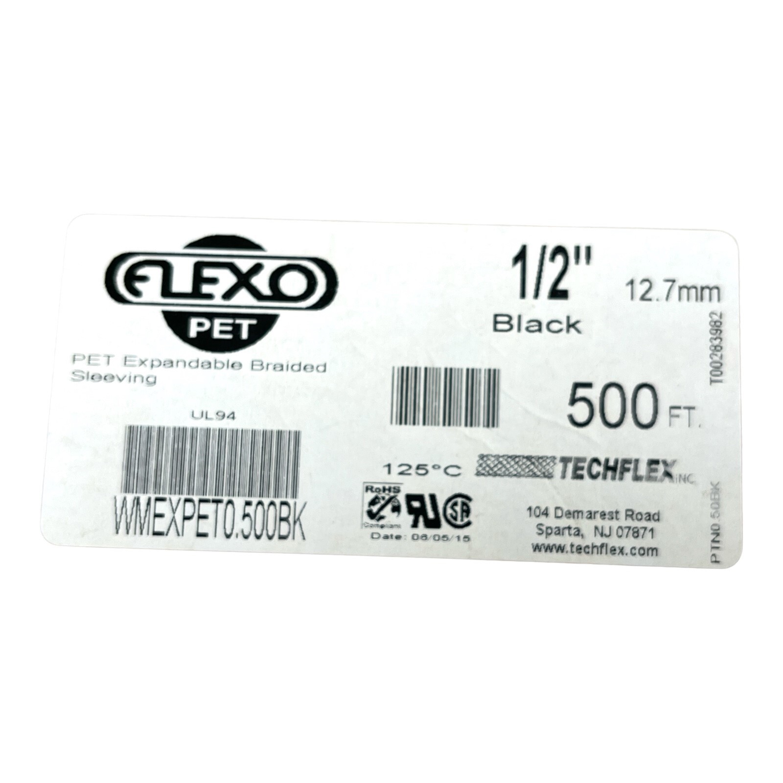 FLEXO PET WMEXPET0-500BK EXPANDABLE BRAIDED SLEEVING 500' REEL NEW/UNUSED