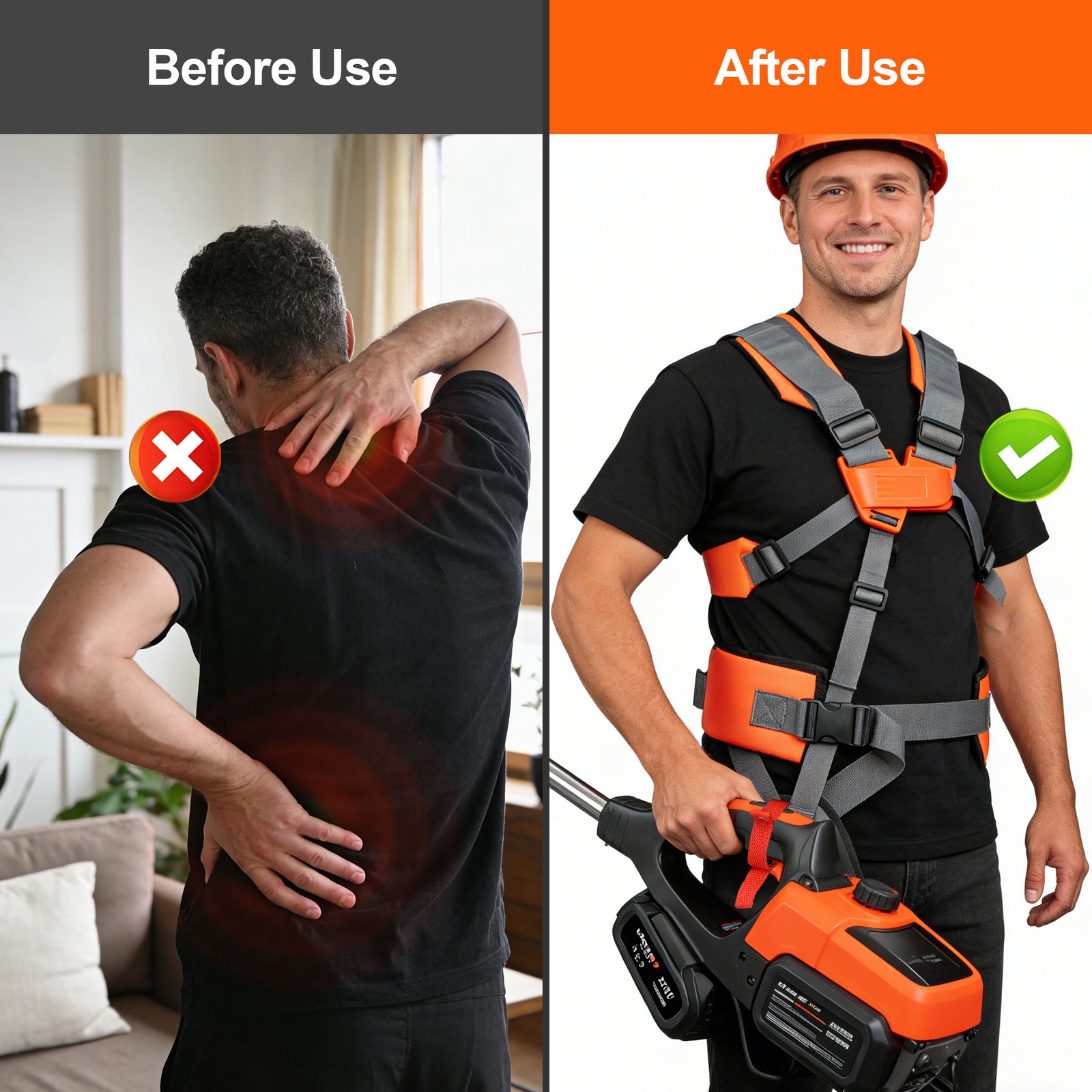 Heavy Duty Weed Eater Adjustable Shoulder Harness Strap for Trimmer Brush Cutter