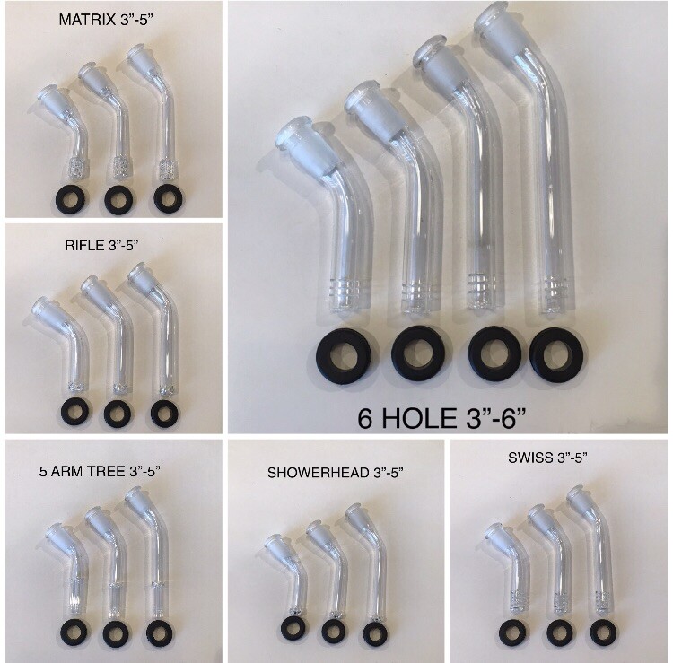 14mm Glass Downstem 45 Degree Curved Bent 3” 4” 5” 6” Inch Grommet Premium Perc