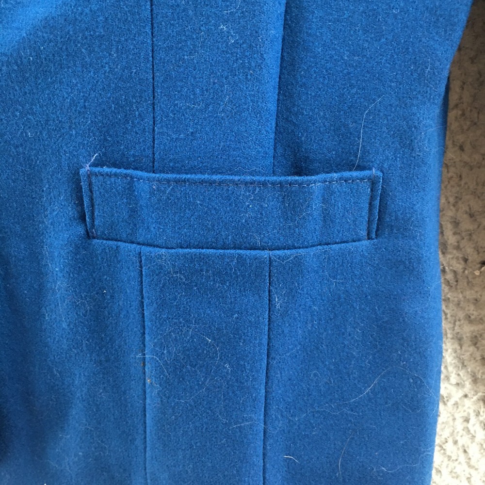 Pendleton Blazer Mens 12 Solid Blue Wool Collared Long Sleeves Front Buttons