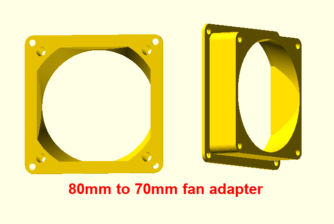 80mm to 70mm CENTERED OFFSET FAN Adapter Converter change PC NAS Case Mod Custom