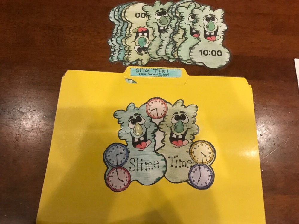 Slime Time! Hour Half Hour Time 2nd grade math file folder game teacher
